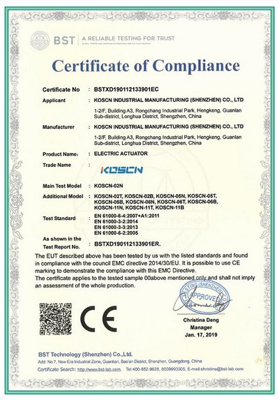 Сертификат CE на электропривод